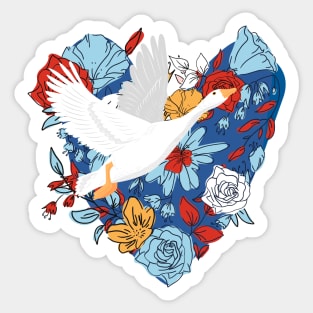 Flaing Goose and Flowers Sticker